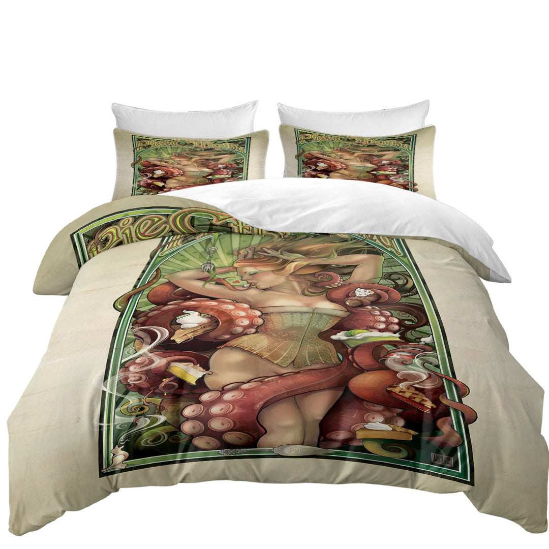 Duvet Covers King with Sexy Art Pie Cthulhu and Beautiful Woman