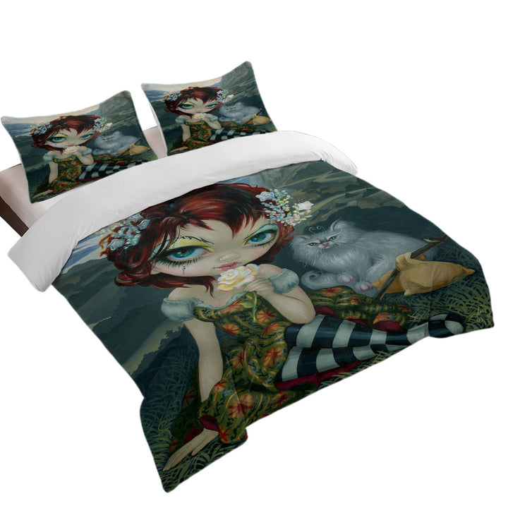 Duvet Covers King with The Fool Card Beautiful Nomad and Her Cat