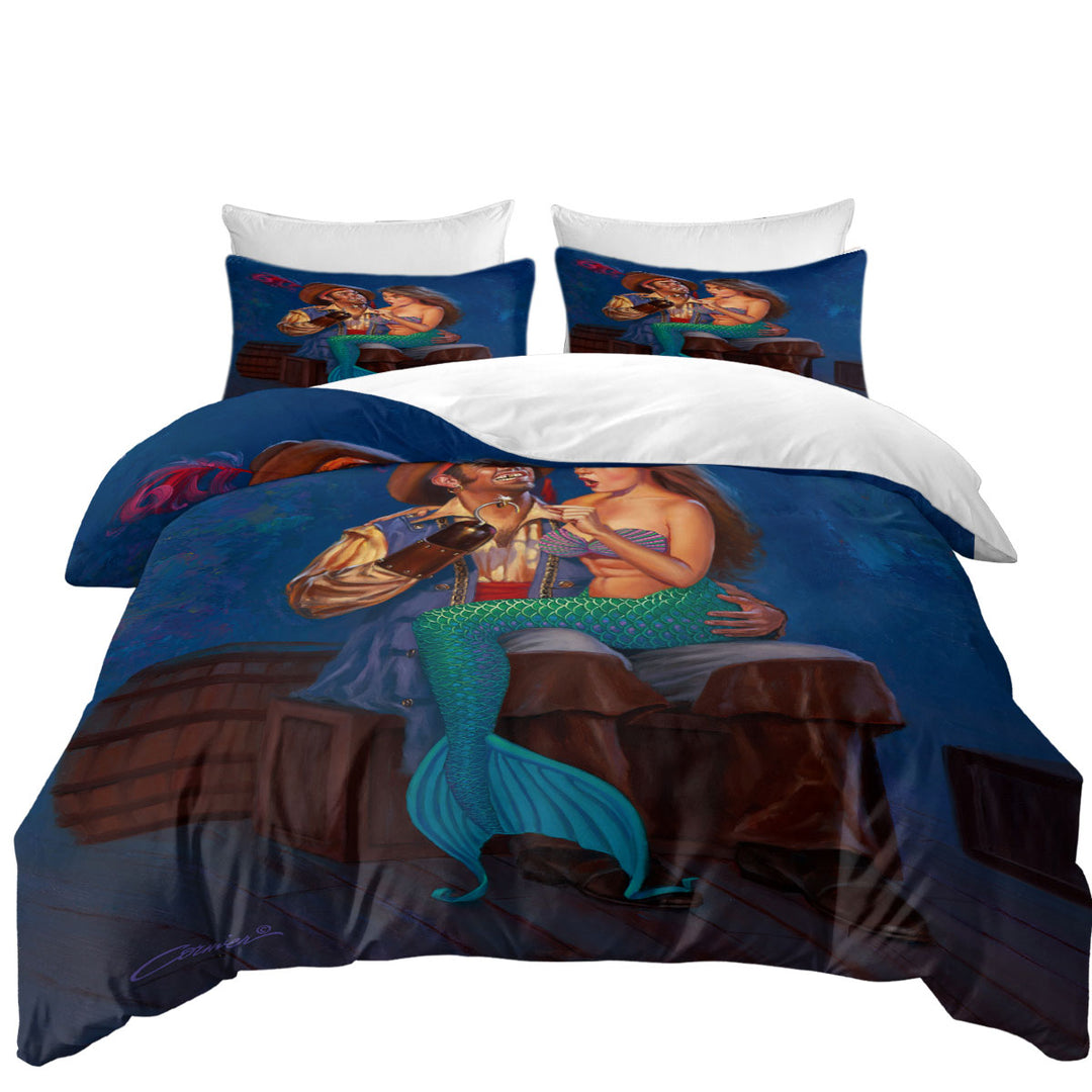 Duvet Covers King with The Proposal Funny Cool Pirate and Mermaid