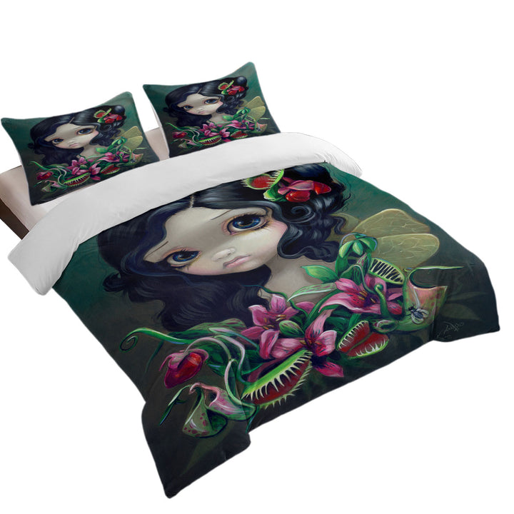 Duvet Covers King with Tropical Flowers Carnivorous Bouquet Fairy