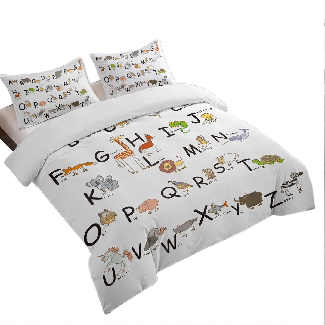 Duvet Covers with ABC Alphabet Kids Characters