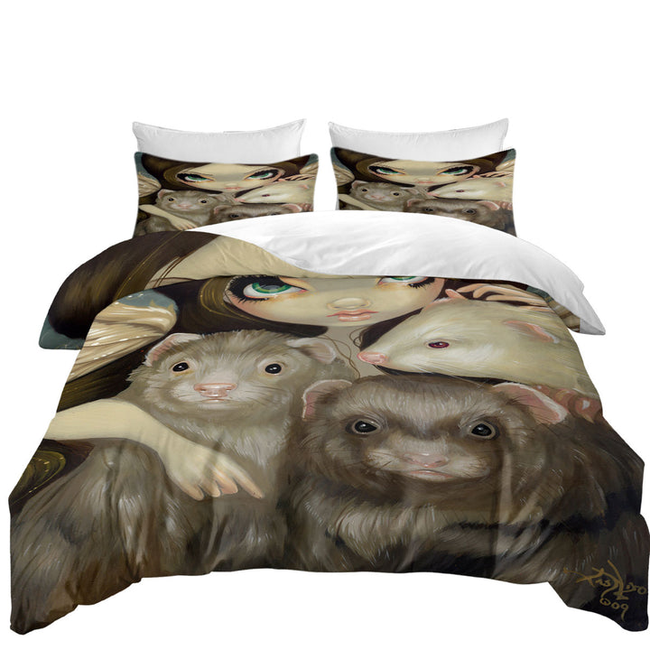 Duvet Covers with Angel with Ferrets