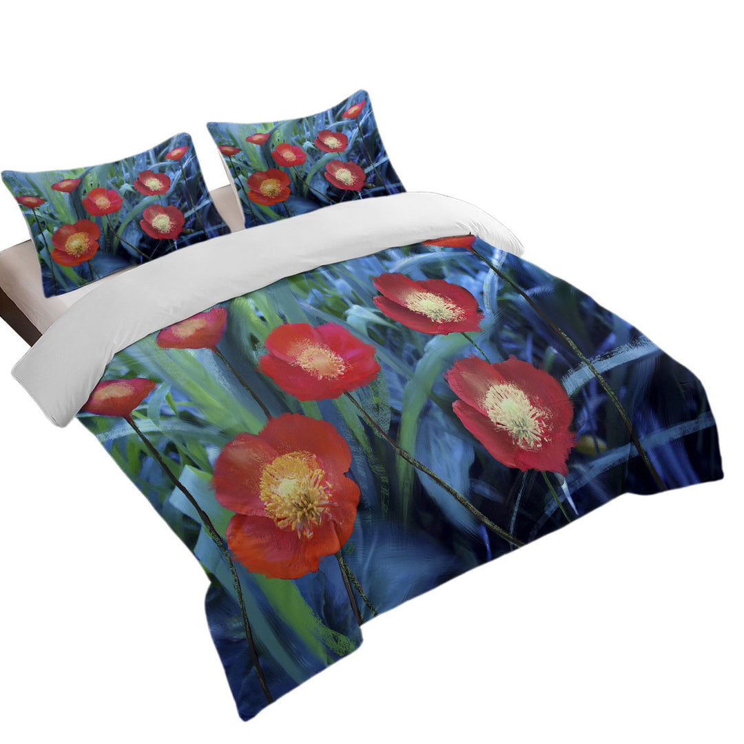 Duvet Covers with Art Painting Bright Poppies Flowers