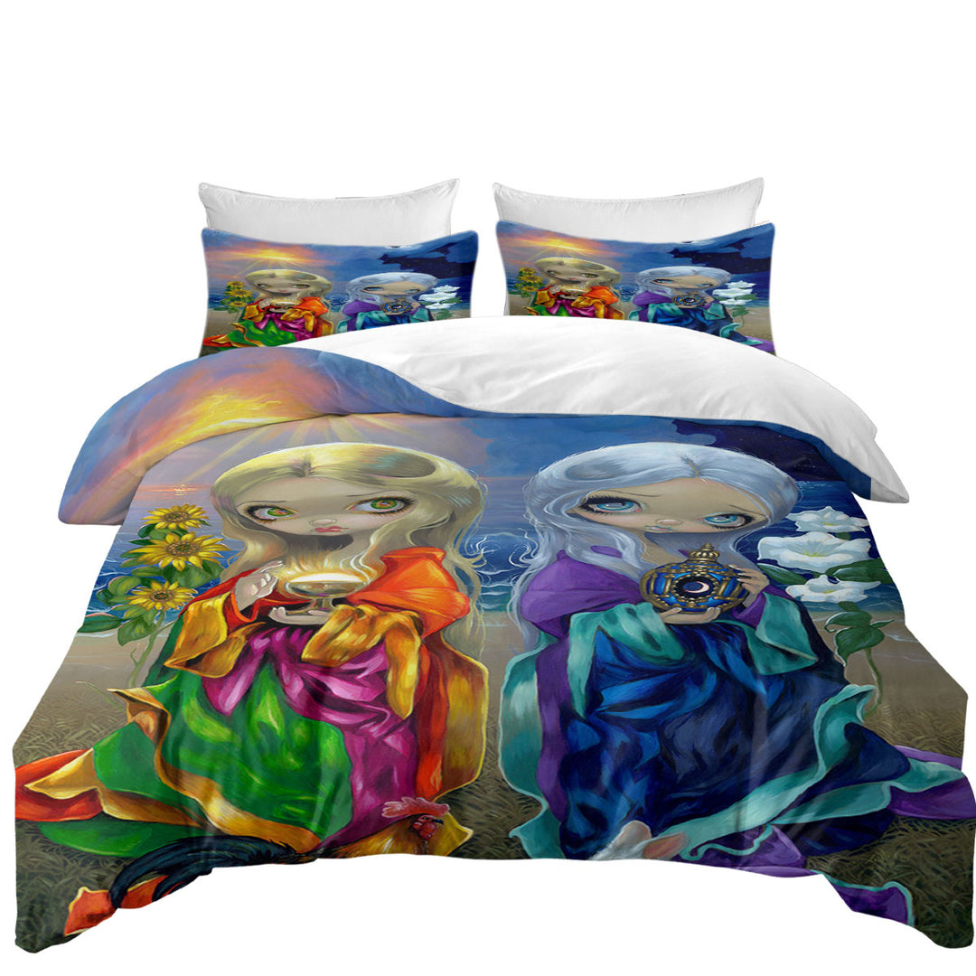 Duvet Covers with Beautiful Art Sun Child and Moon Child Day and Night