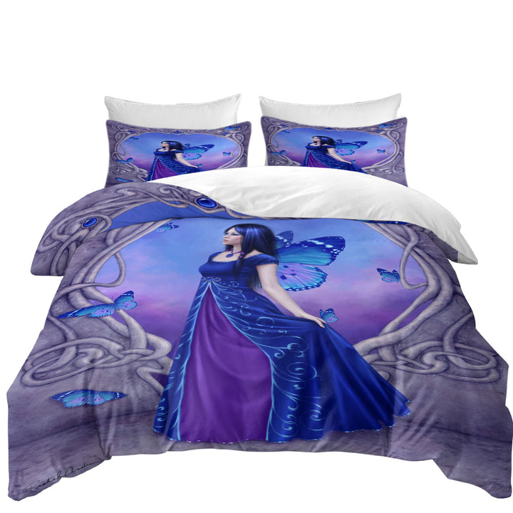 Duvet Covers with Butterflies and Purple Blue Sapphire Butterfly Girl