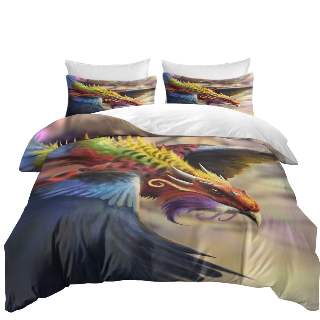 Duvet Covers with Cool Colorful Fantasy Eagle Dragon