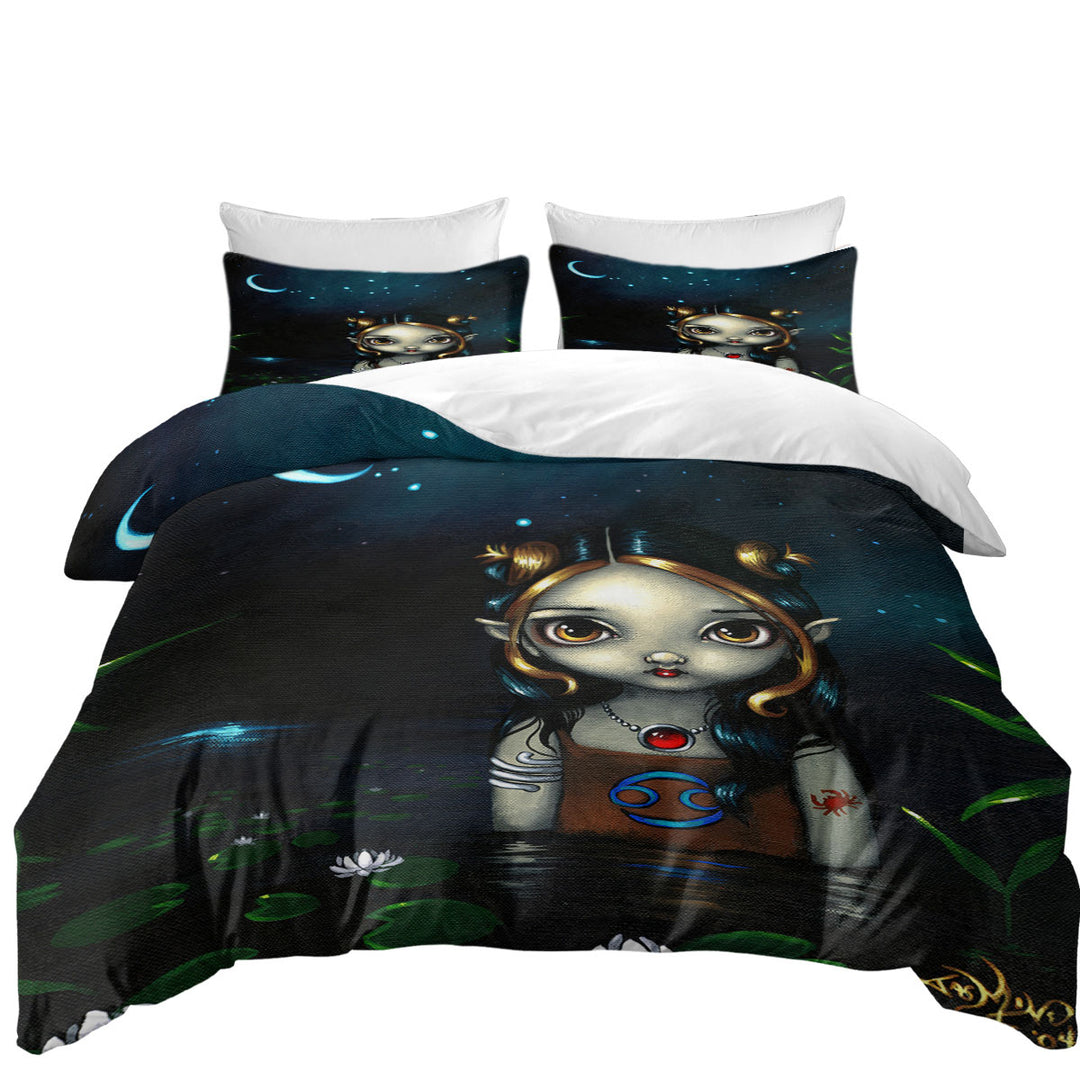 Duvet Covers with Cool Zodiac Art Cancer Night Girl