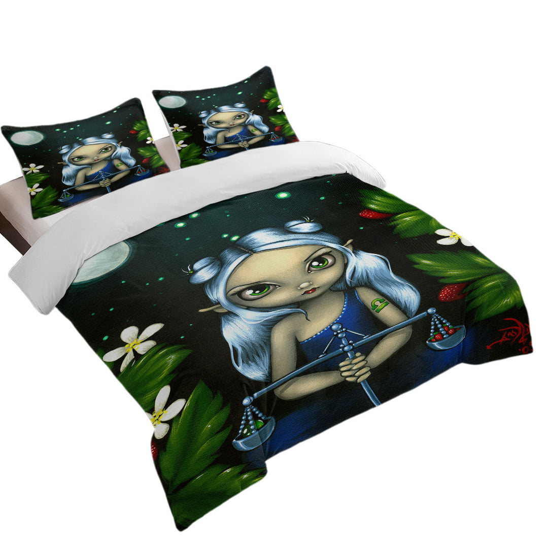 Duvet Covers with Cool Zodiac Art Libra Moon Night Elf Girl