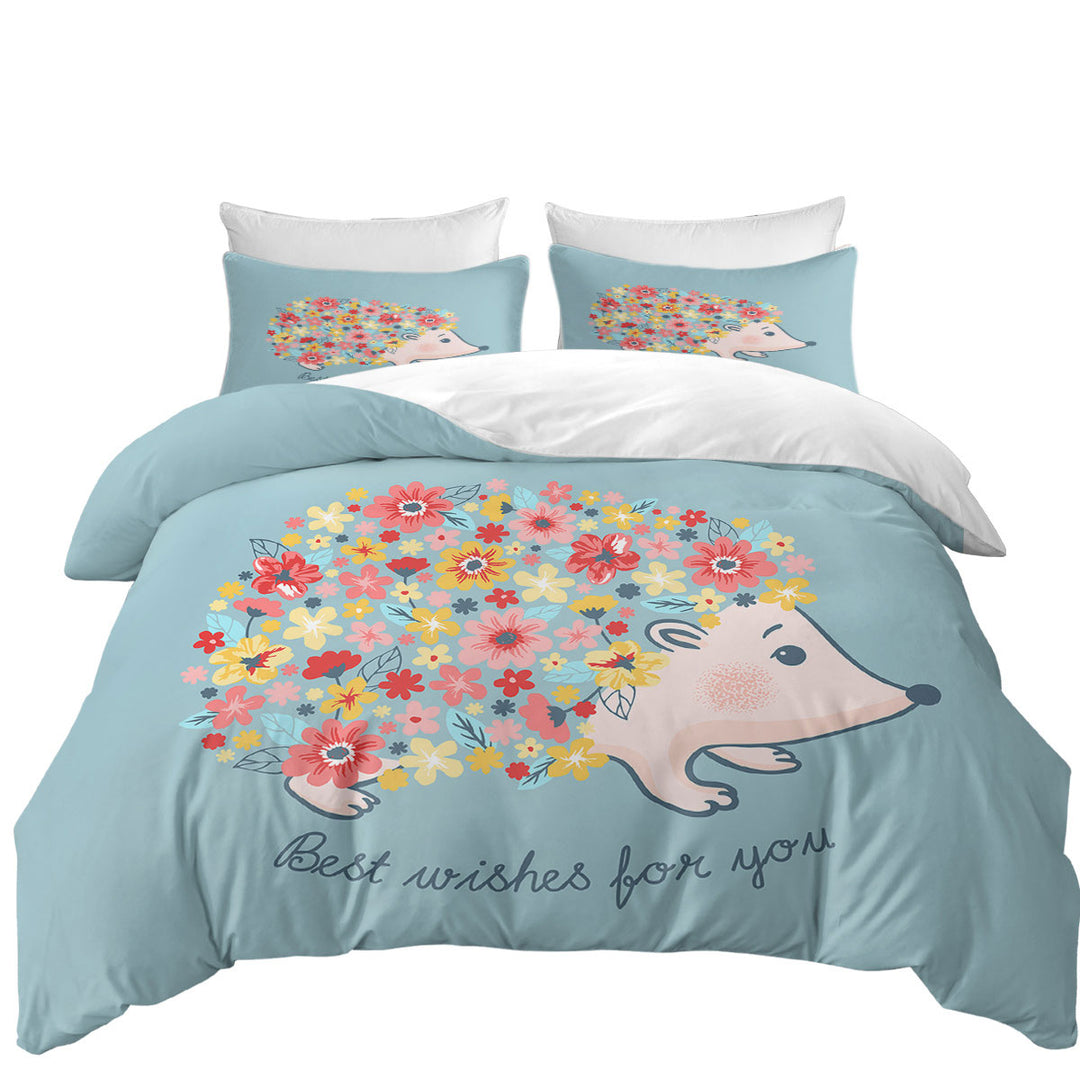 Duvet Covers with Cute Flowery Hedgehog