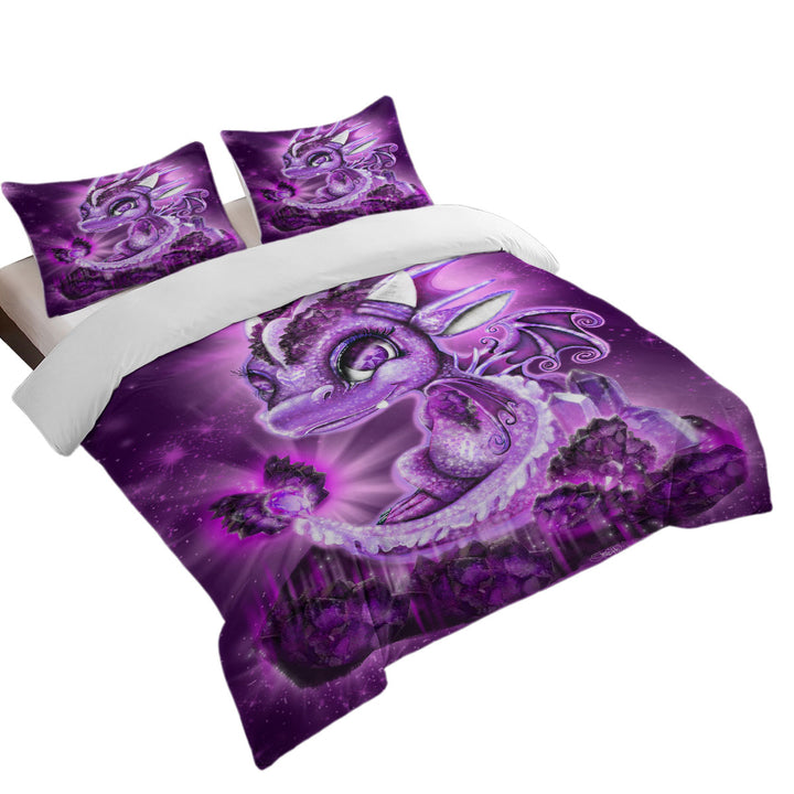 Duvet Covers with Cute Gift February Amethyst Birthstone Lil Dragon