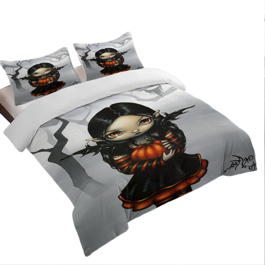 Duvet Covers with Cute Halloween Design Goth Fairy Pumpkin Pixie