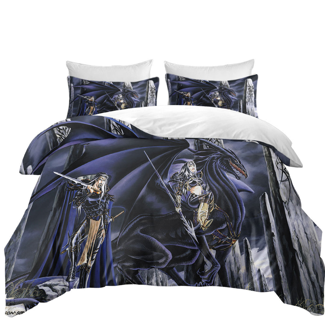 Duvet Covers with Dark Art Dead of Winter Dragon and Warriors