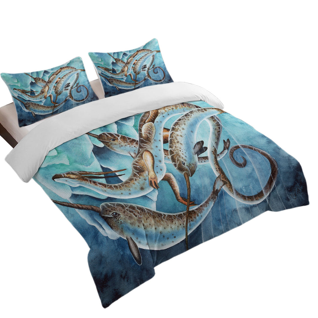 Duvet Covers with Dragon and Fantasy Creatures Art Icy Depths