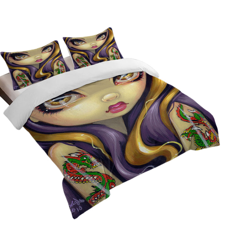 Duvet Covers with Faces of Faery _107 Cool Girl With Dragon Tattoo