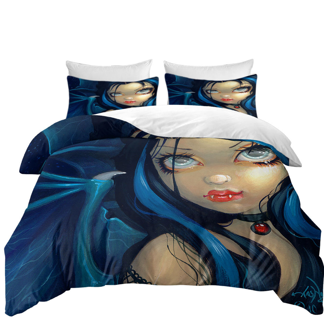 Duvet Covers with Faces of Faery _113 Vampire Dragon Winged Girl