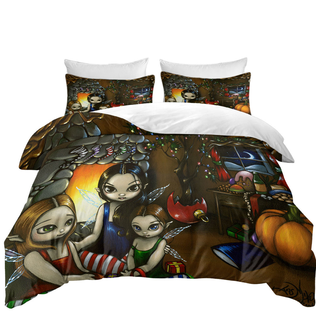 Duvet Covers with Fairy Christmas Fantasy Eve with Fairies