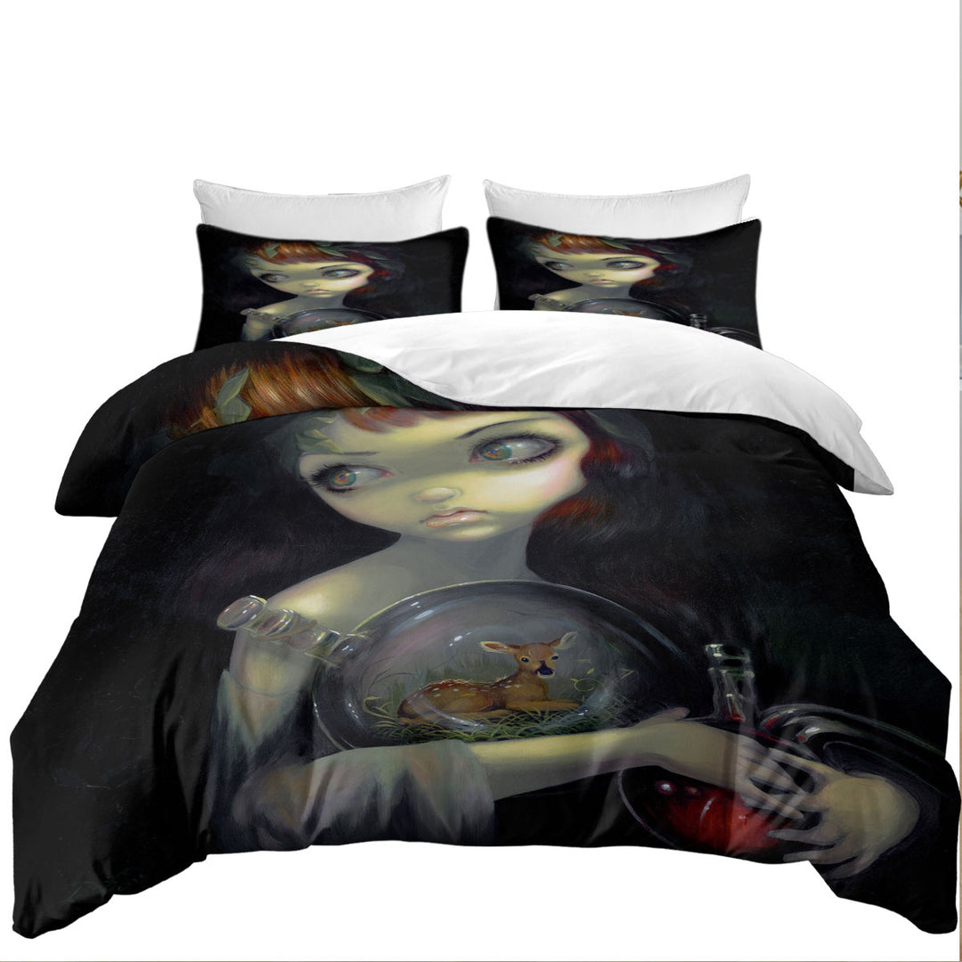 Duvet Covers with Fine Art Alchemical Girl Microcosm Fawn