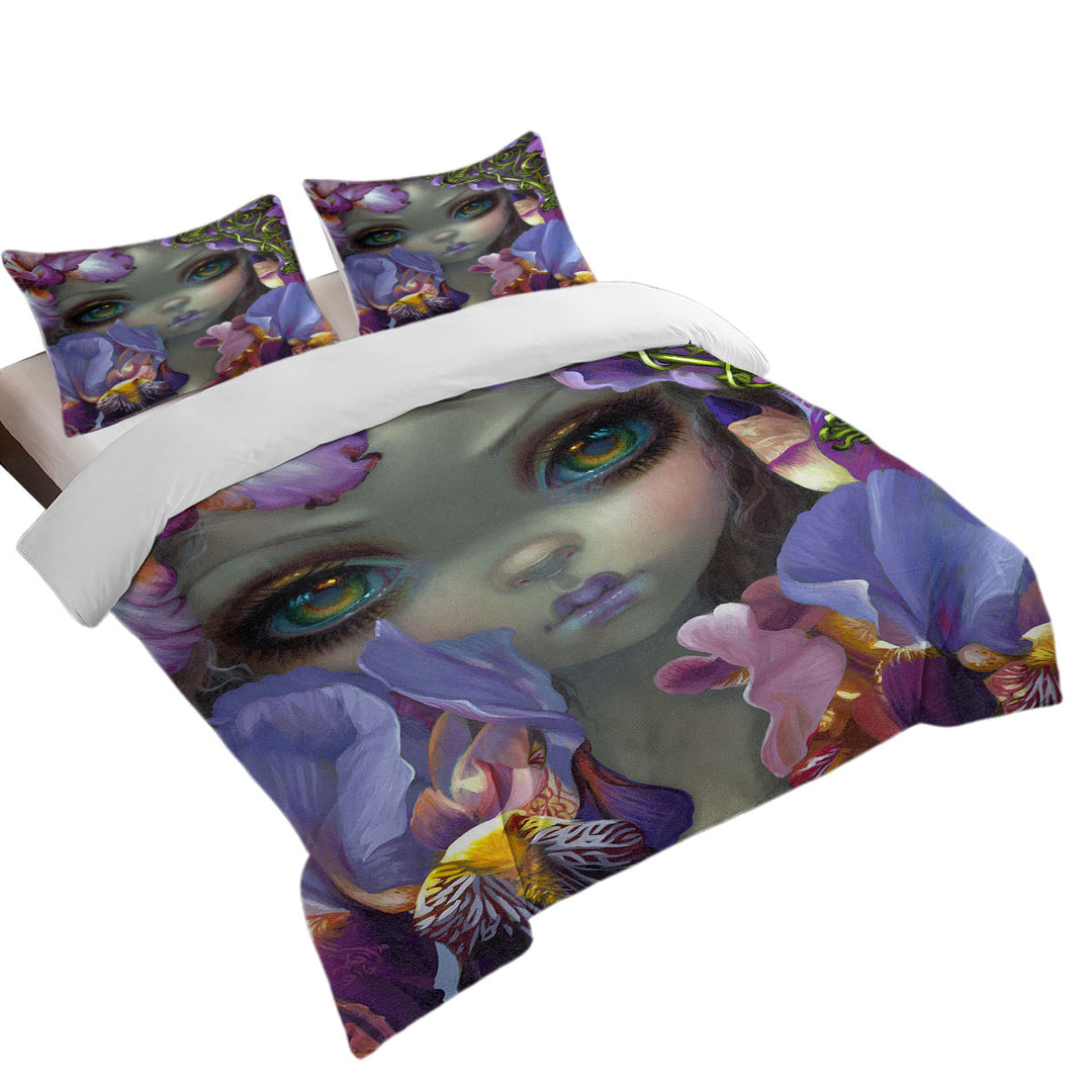 Duvet Covers with Fine Art the Language of Flowers Irises Girl