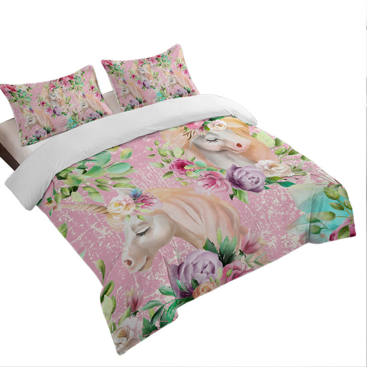 Duvet Covers with Floral Unicorns