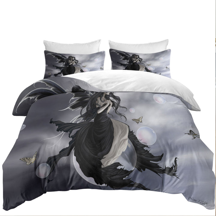 Duvet Covers with Gathering Storm Fantasy Art of Dark Fairy