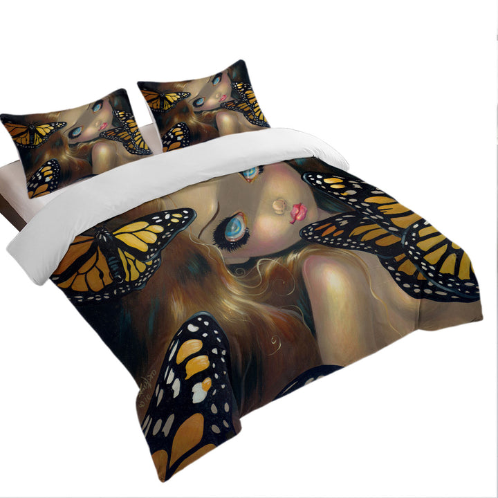 Duvet Covers with Girl Nymph with Monarchs Butterflies