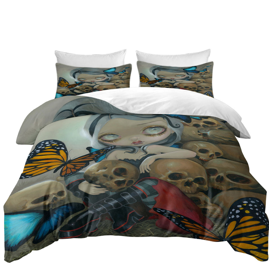 Duvet Covers with Goth Fairy Butterflies and Bones