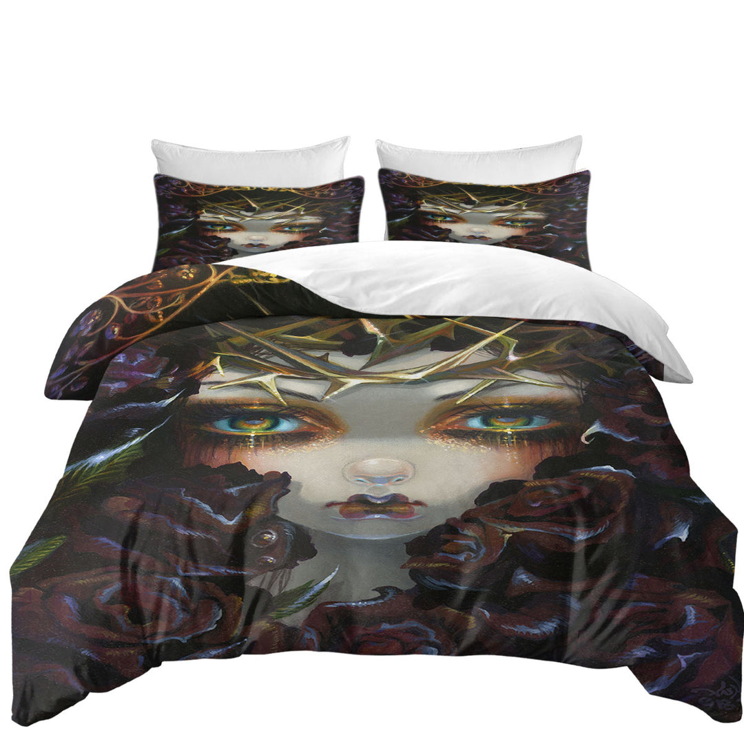 Duvet Covers with Gothic Art the Language of Flowers Black Roses Girl