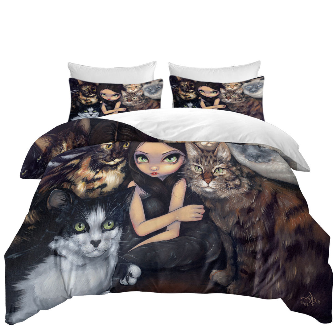 Duvet Covers with It is All About the Cats and Beautiful Girl