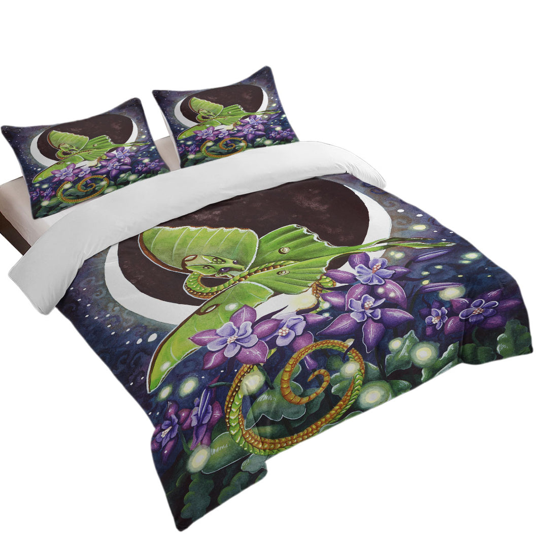 Duvet Covers with Luna Lights Dragon Flowers and the Moon