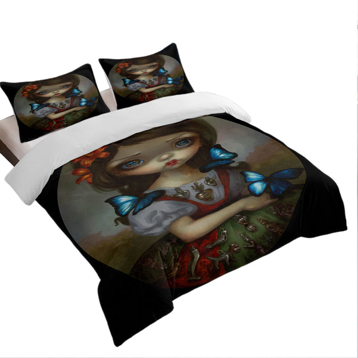 Duvet Covers with Milagros Mariposas Lovely Painted Girl with Flowers