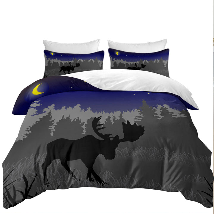 Duvet Covers with Moon Light Moose