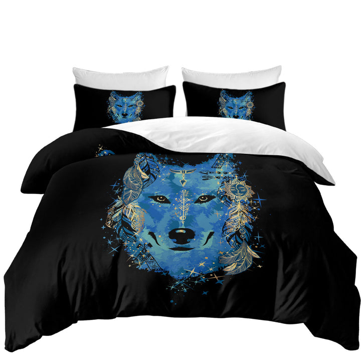 Duvet Covers with Native American Blue Wolf