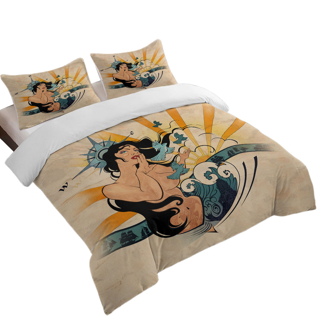 Duvet Covers with Nautical Sexy Woman Spirit of Navigation