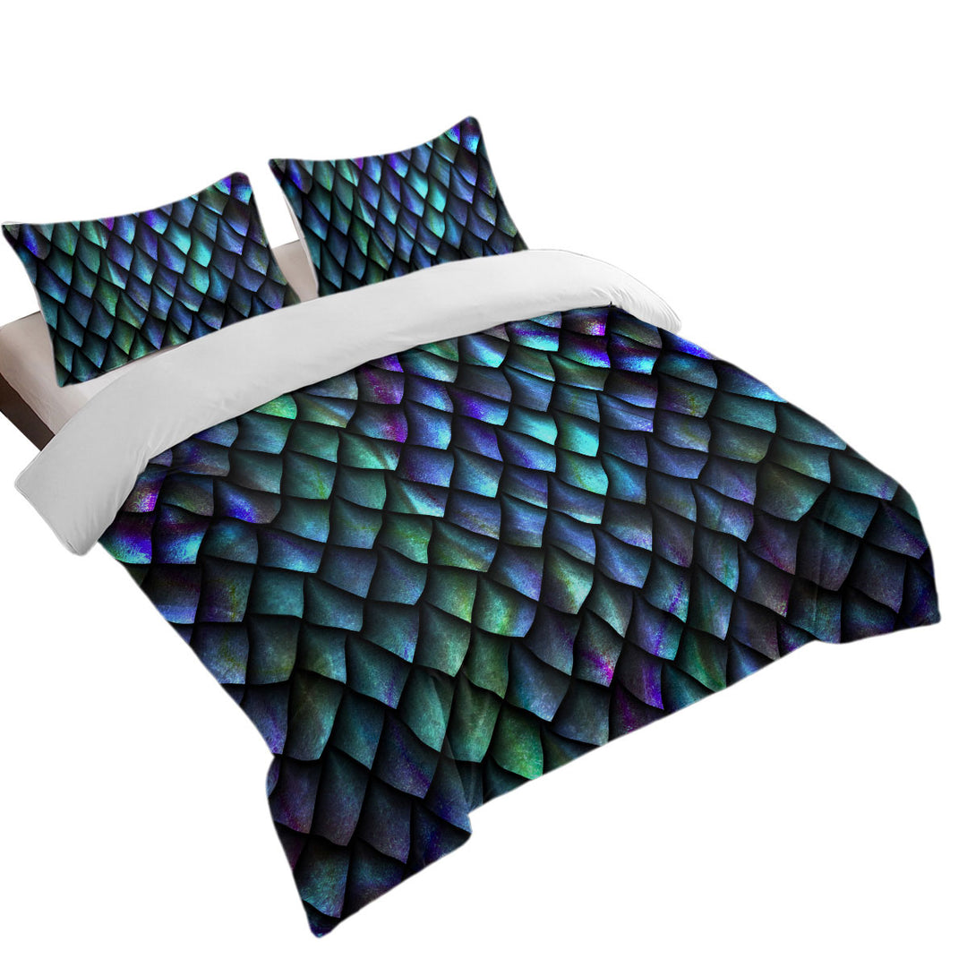 Duvet Covers with Purplish Green Cool Dragon Skin