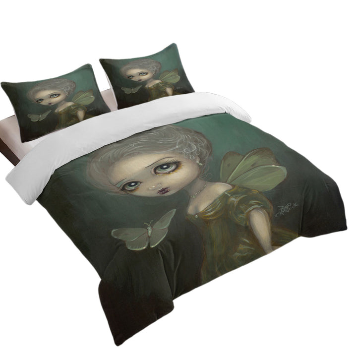 Duvet Covers with Sad Fairy Art Butterflies in Gloom