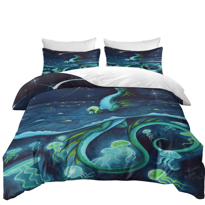 Duvet Covers with Sea of Stars Jellyfish and Dragon