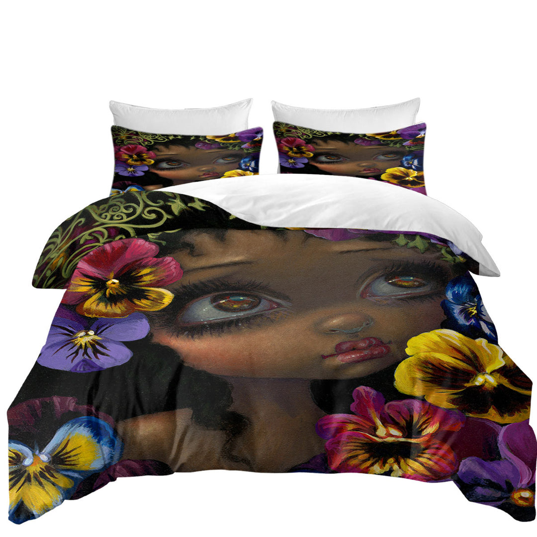 Duvet Covers with The Language of Flowers Pansies Girl