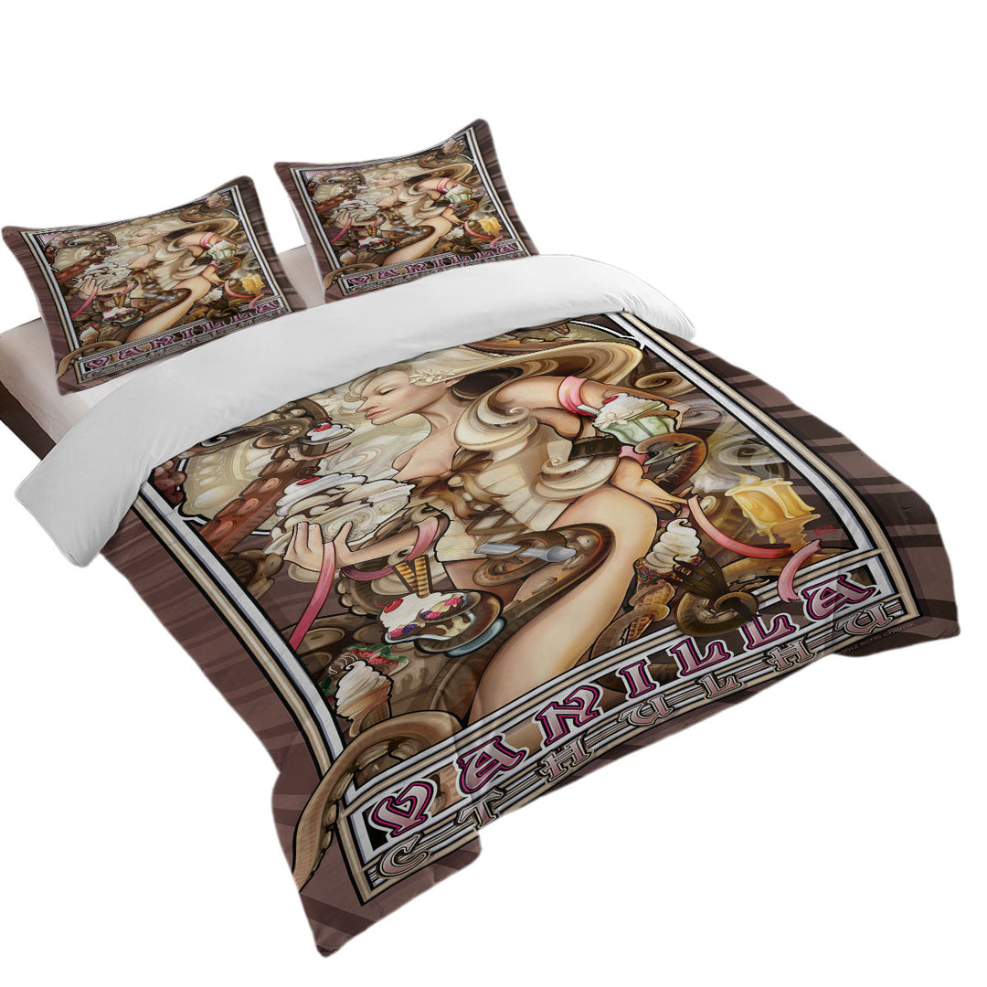 Duvet Covers with Vanilla Ice Cream Cthulhu and Beautiful Girl