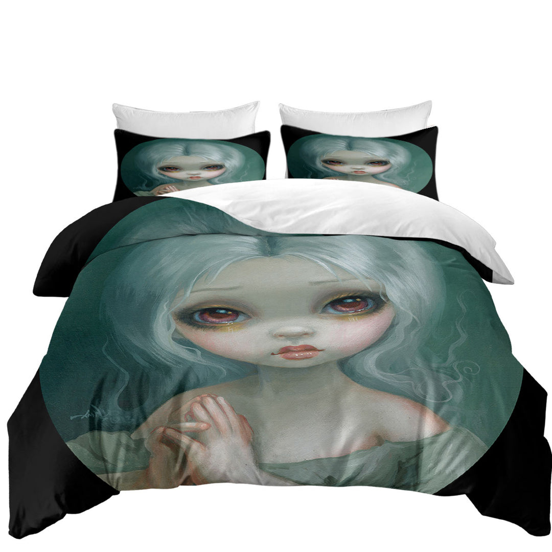 Duvet Covers with Wishful Thinking Sweet Big Eyed Girl Painting