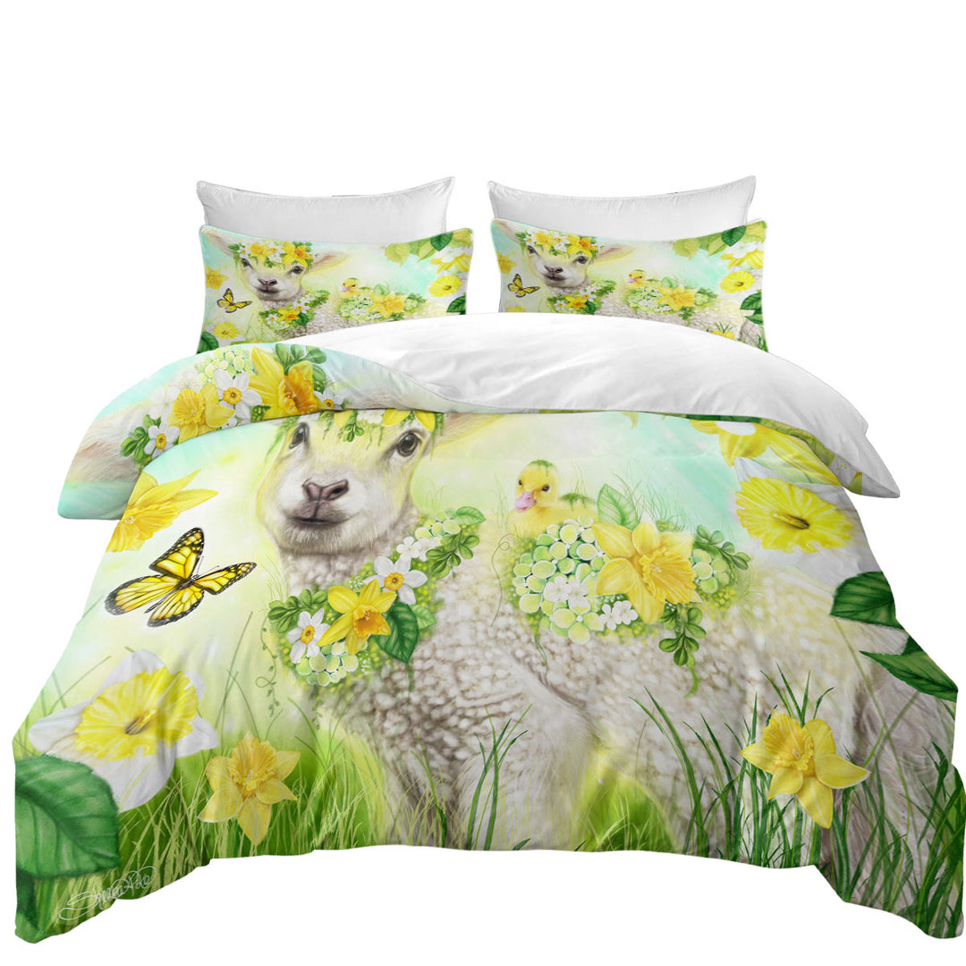 Duvet Covers with Yellow Spring Sweet Daffodil Lamb