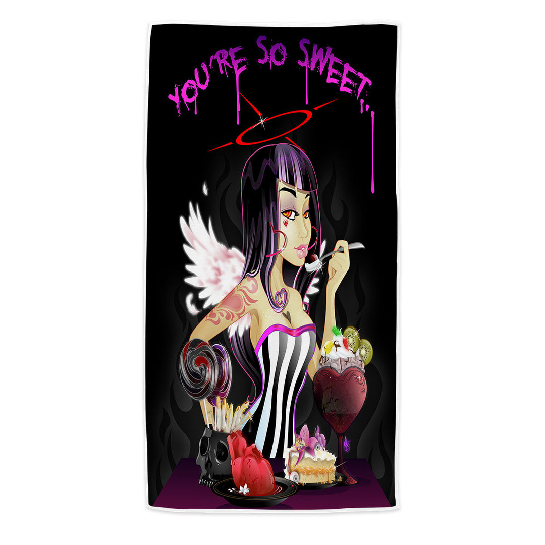 Dying for Dine Sexy Scary Girl Beach Towel