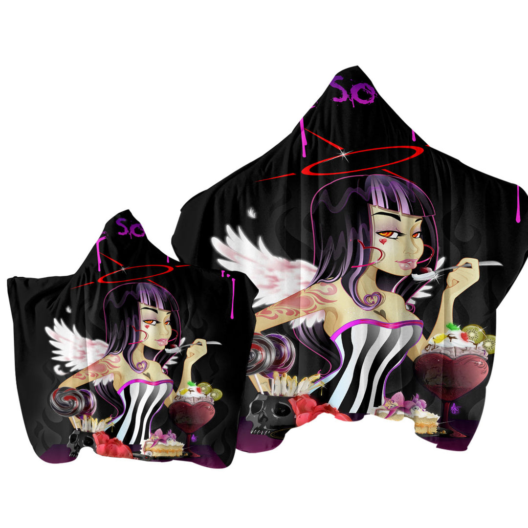 Dying for Dine Sexy Scary Girl Hooded Beach Towel