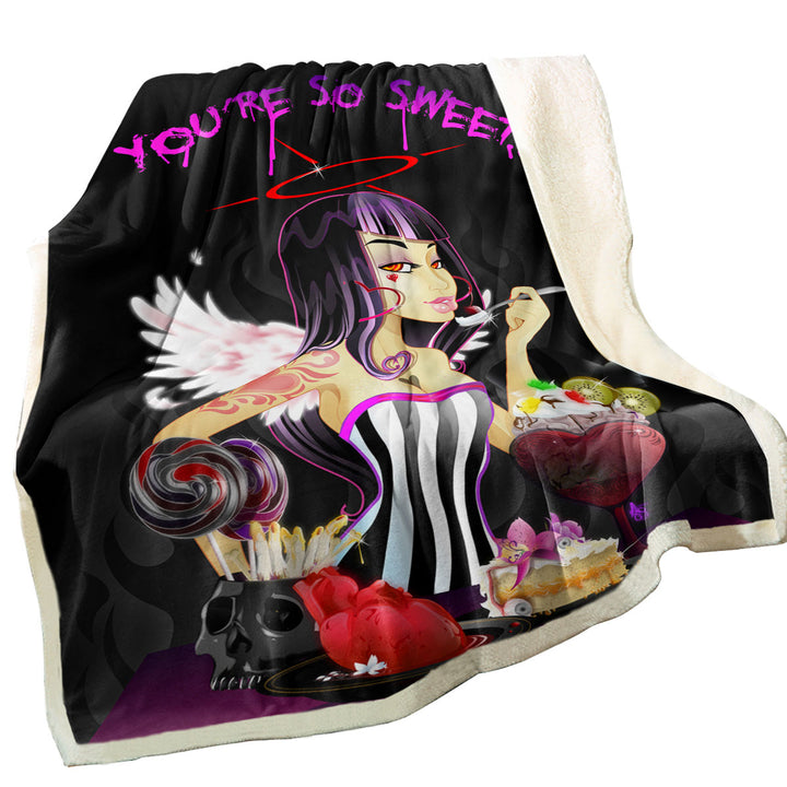 Dying for Dine Sexy Scary Girl Sherpa Blanket
