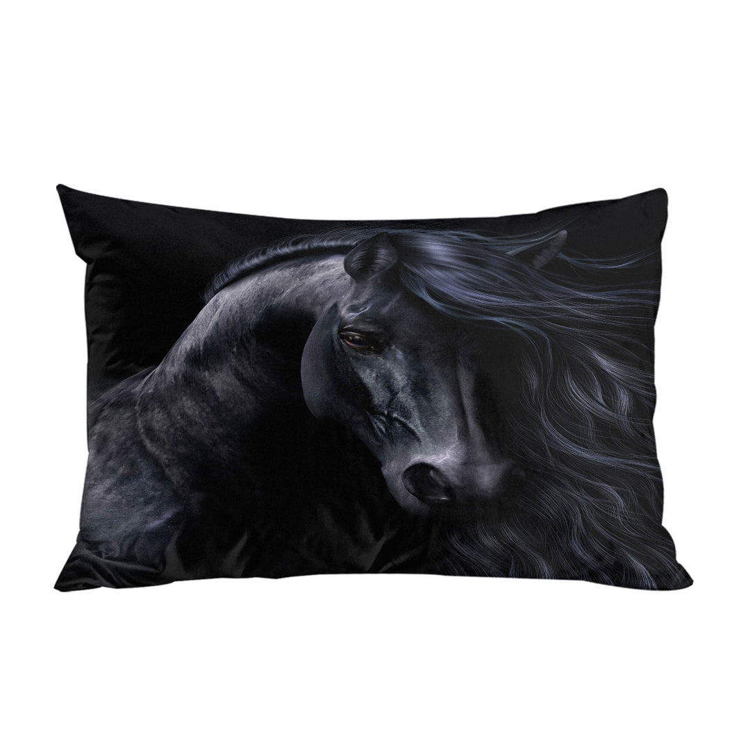 Elegant Horse Art the Black Pillowcase