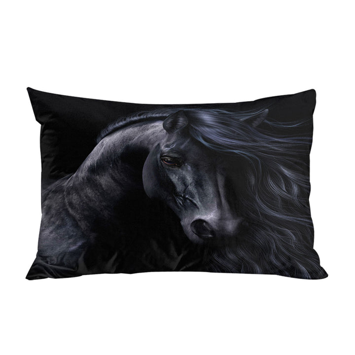 Elegant Horse Art the Black Pillowcase