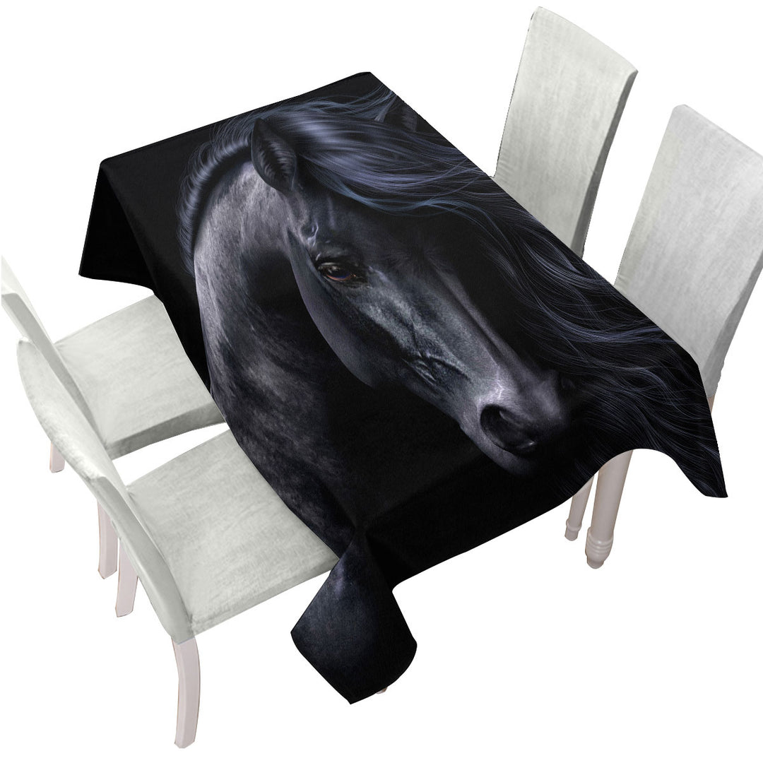 Elegant Horse Art the Black Tablecloth