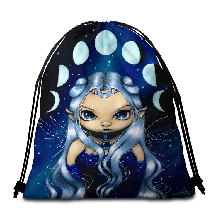 Elf Fairy of the Changing Moons Beach Towels for Girls