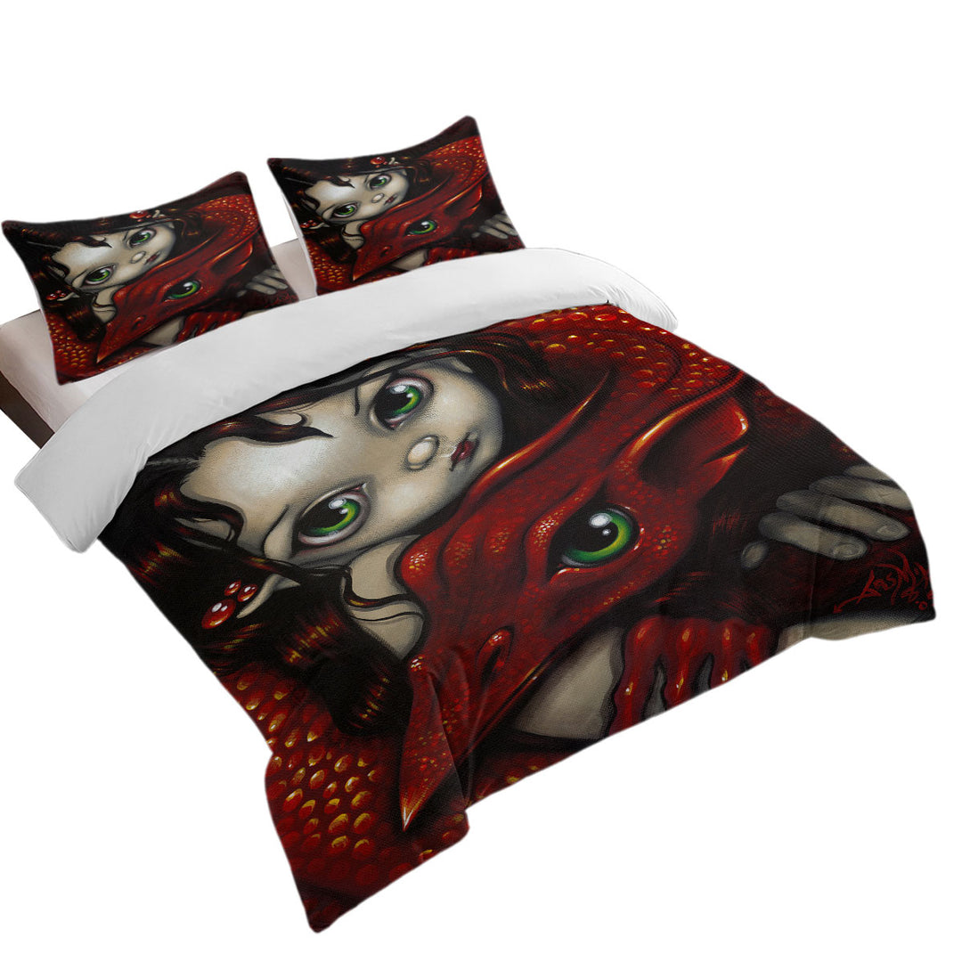 Elf Maiden and Her Dragon Duvet Cover