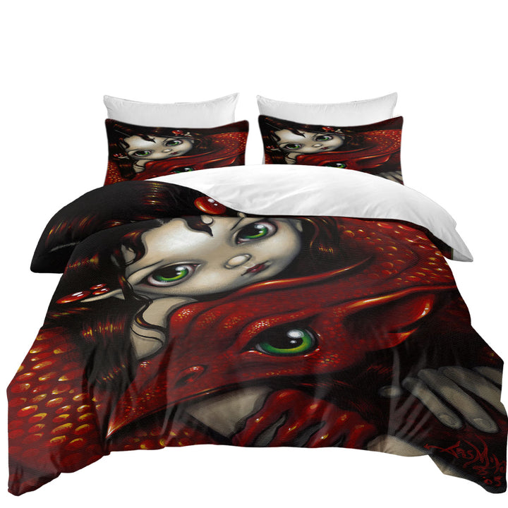 Elf Maiden and Her Dragon Duvet Covers