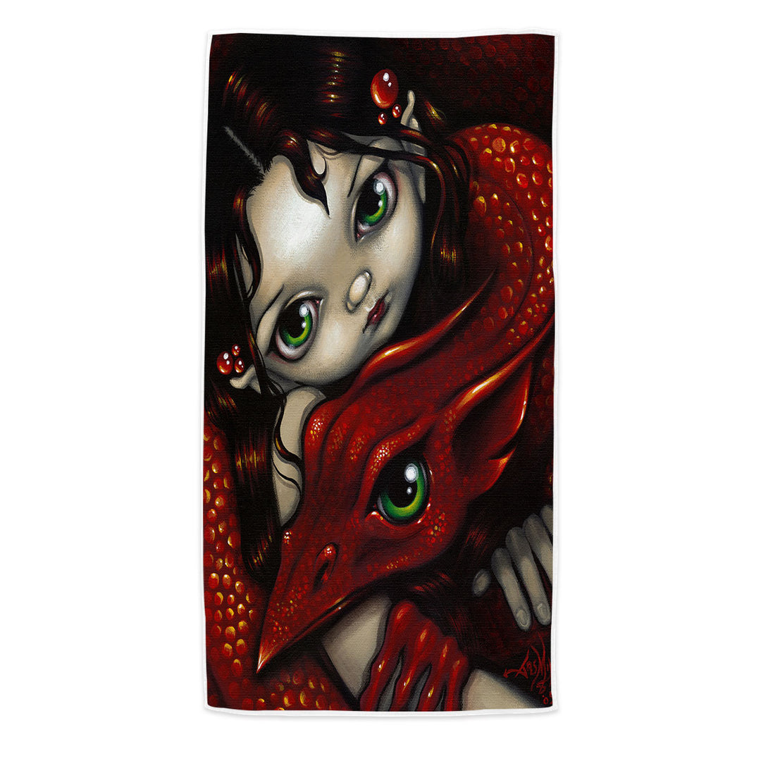 Elf Maiden and Her Dragon Microfiber Beach Towel